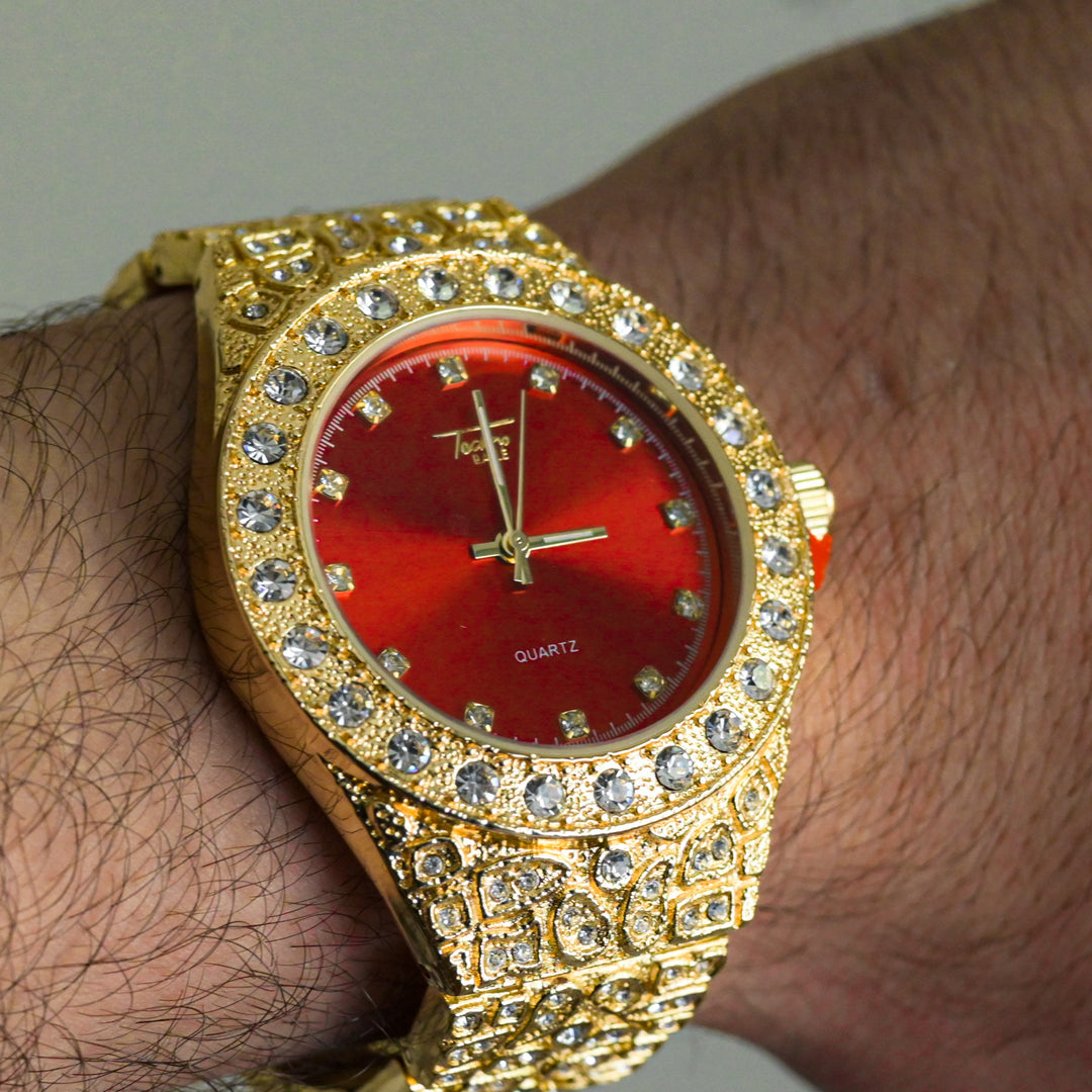 Gold techno pave watch best sale